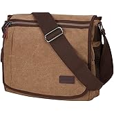 Modoker Messenger Bag for Men, 13 Inches Laptop Satchel Bags, Canvas Shoulder Bag with Bottle Pocket
