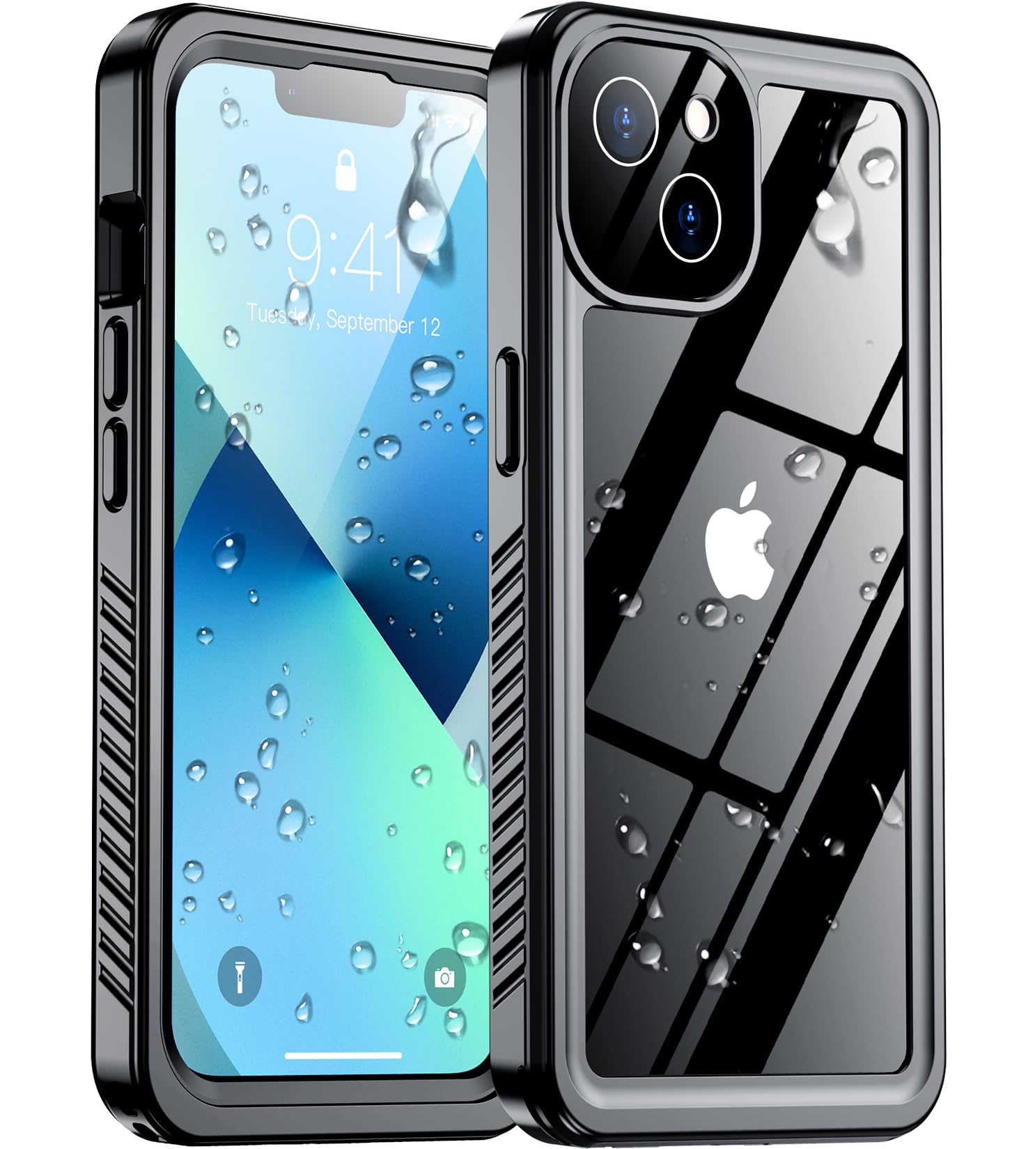 Photo 1 of Red2Fire 2024 New for iPhone 13 Case Waterproof,[Built-in Screen Protector & Camera Protector][Full Body Shockproof][IP68 Underwater][Dustproof][Dropproof] Phone Case for iPhone 13 6.1" Black/Clear