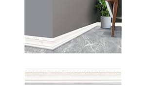 PONPRNGY Self Adhesive Flexible Foam Molding Trim - 90''x 3'' Peel and Stick Rubber Baseboard Wall Base Moulding Trim, 3D Sticky Decorative Lines Border Stickers for Home Office Hotel Decoration (A)