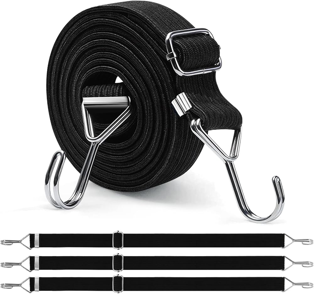 Newthinking 4 Pack Adjustable Bungee Cords with Hooks 2M Flat 3cm Wide