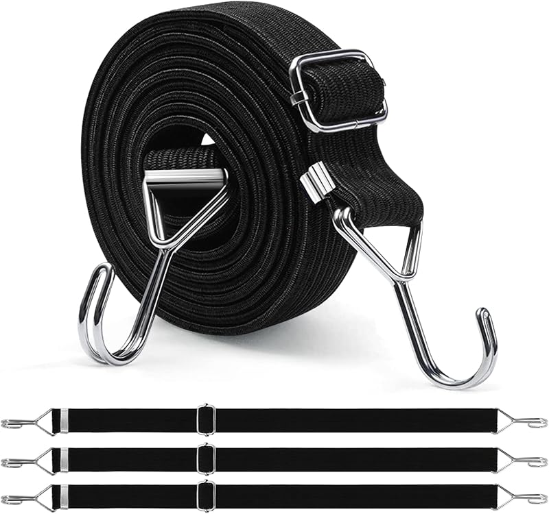 Newthinking 4 Pack Adjustable Bungee Cords with Hooks 2M Flat 3cm Wide