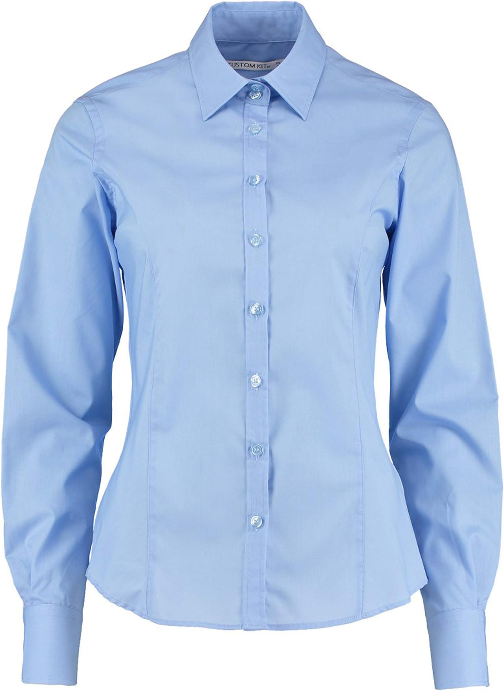 Kustom Kit Womens Ladies Plain Long Sleeved Shirt Work Formal Office Business Tailored Fit