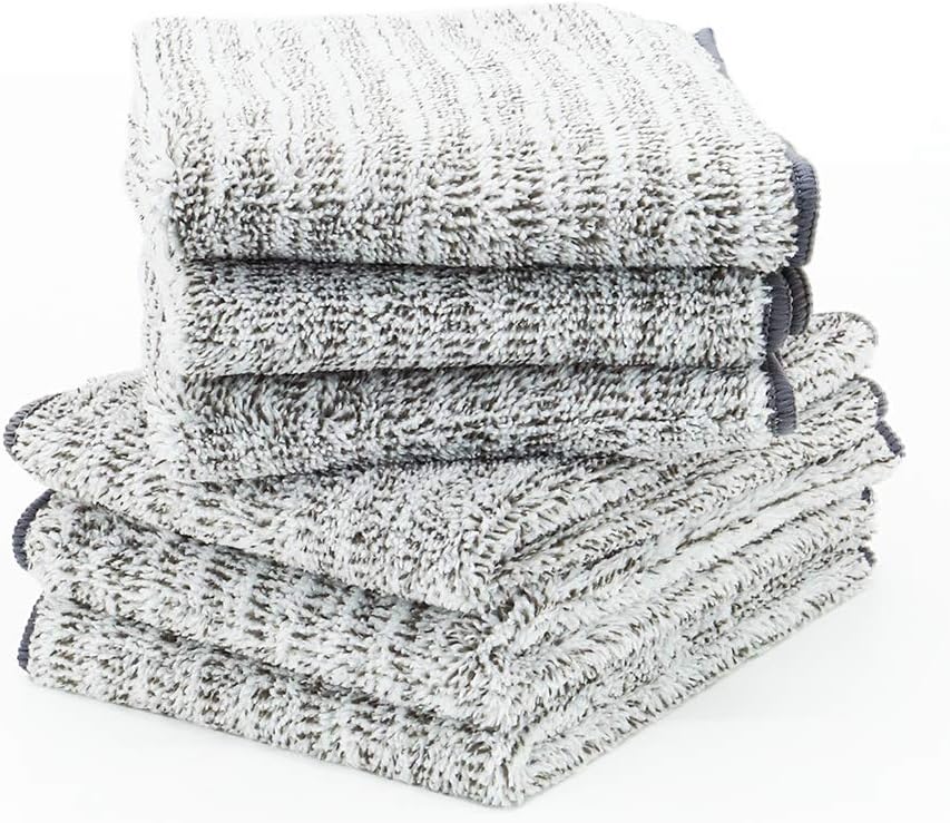 IGZOM Microfibre Kitchen Tea Towels, Super Absorbent Dish Towel, Fast Drying Cleaning Cloth, Grey, Pack of 6