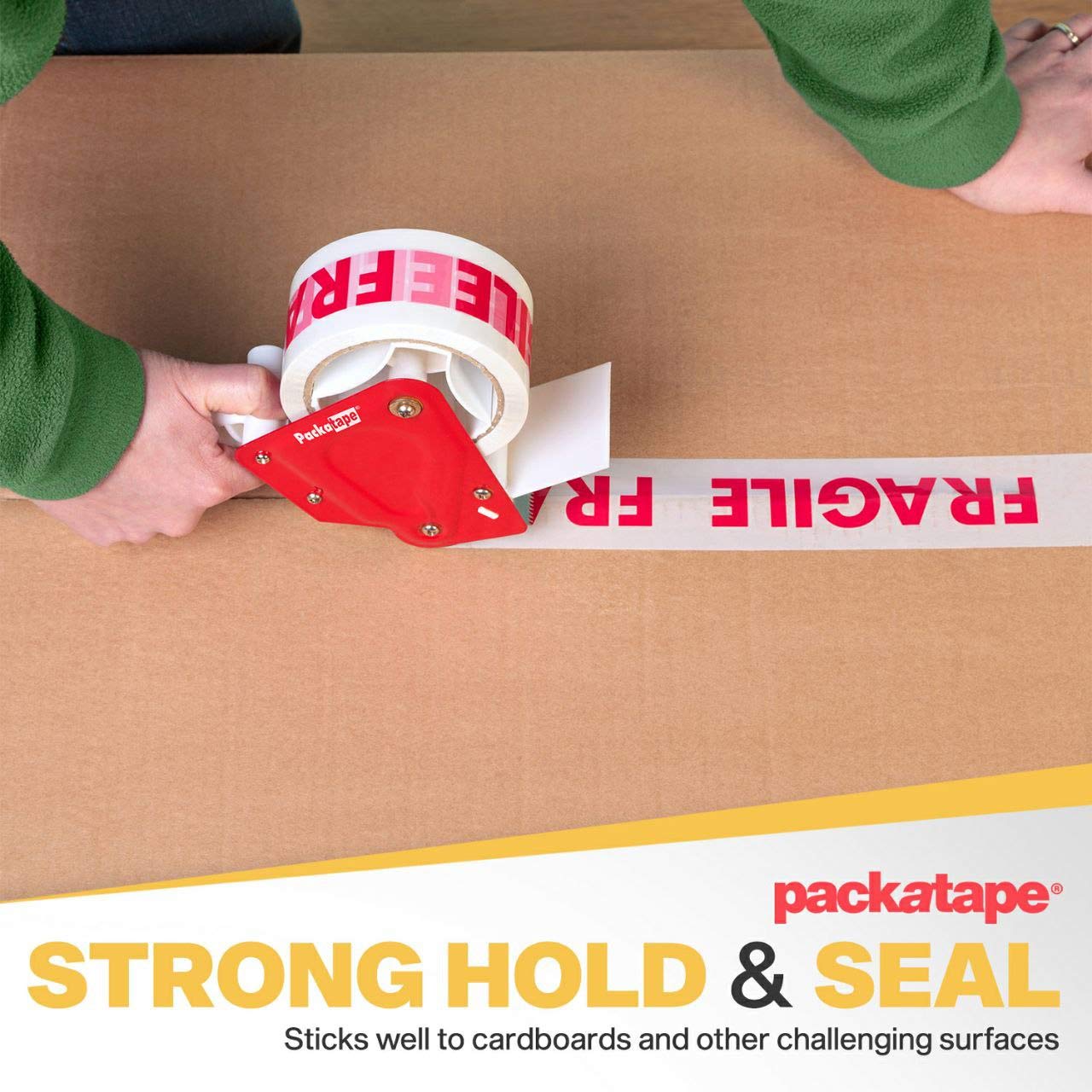 Packatape Packaging Tape General Purpose 3 Roll Pack 1 x Brown, 1 x Clear, 1 x Fragile 48mm x 66m, Multi, Standard 66m - Image 5