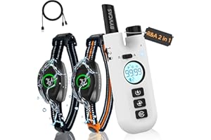 BYVCAS Bark Collar with Remote, 2 in 1 Dog Shock Collar for 2 Large Medium Small Dog(15-120lbs), Anti Barking Training Collar, Beep/Shock/Vibration(0-99), Smart E Collar 1300Ft Rechargeable IP67 Waterproof