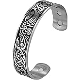 TEAMER Phoenix Cuff Bangle Bracelet Stainless Steel Irish Celtic Knot Viking Bangle Antique Silver Black Cuff Bangle for Men