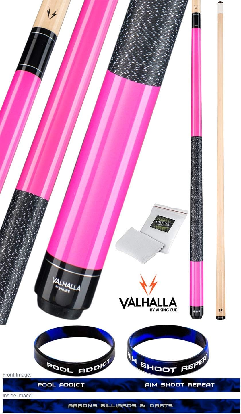 Valhalla by Viking 2 Piece Pool Cue Stick Pink VA116 Irish Linen Wrap 16-21 oz. Plus Rosin Bag & Bracelet (Pink VA116, 20.5)