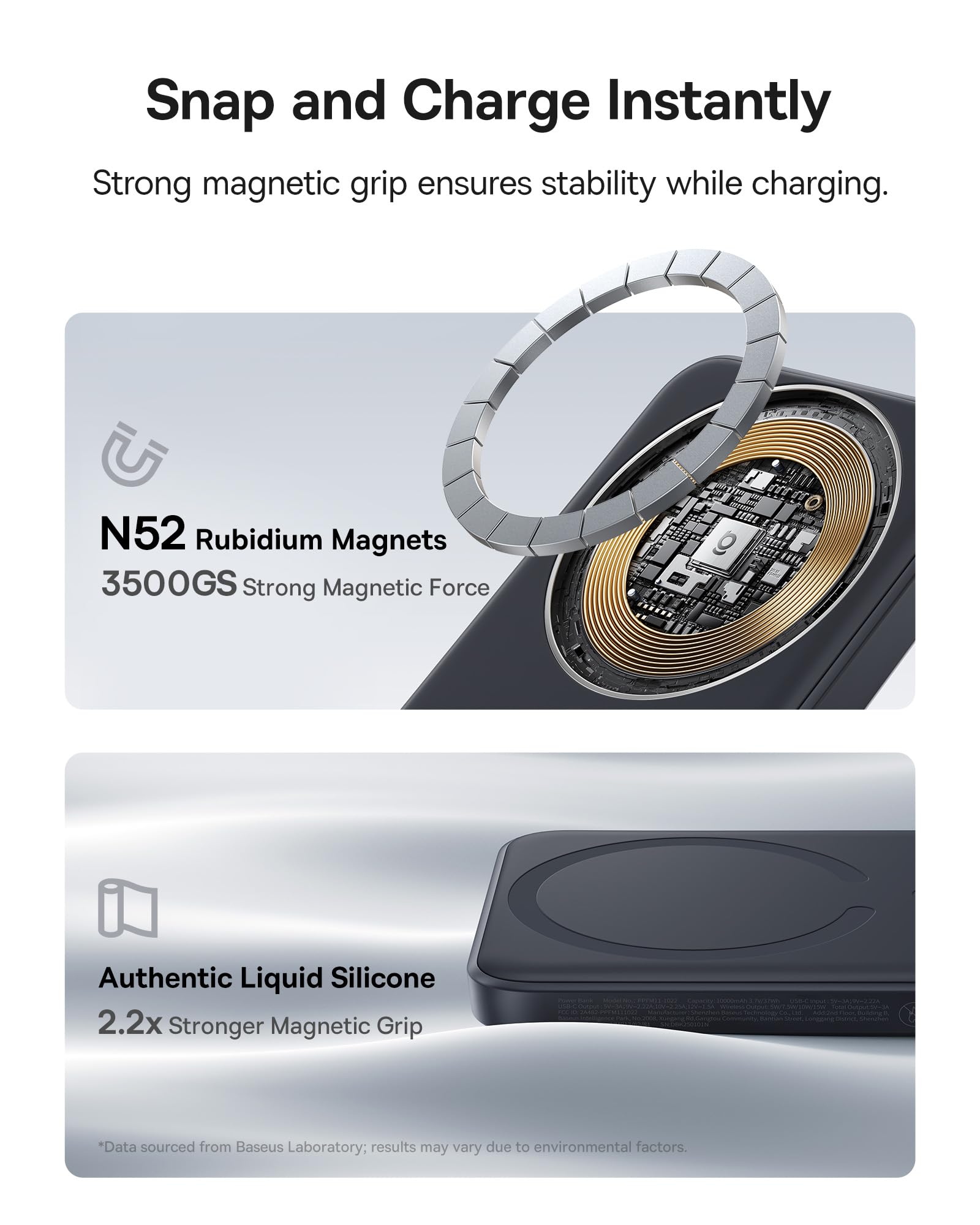 Baseus Enerfill MagSafe Powerbank 10000 mAh 22.5 W Magnetic Power Bank USB C, Wireless External Mobile Phone Batteries, Wireless Mini Power Bank, Compatible with iPhone 16/15/14/13/12/Pro