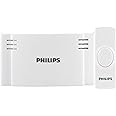 Philips Wireless Doorbell Kit, Battery-Operated Reciever, 1 Push Button, 2 Melodies, 4 Volume Levels, 150 Ft Range, White, DES1120W/27