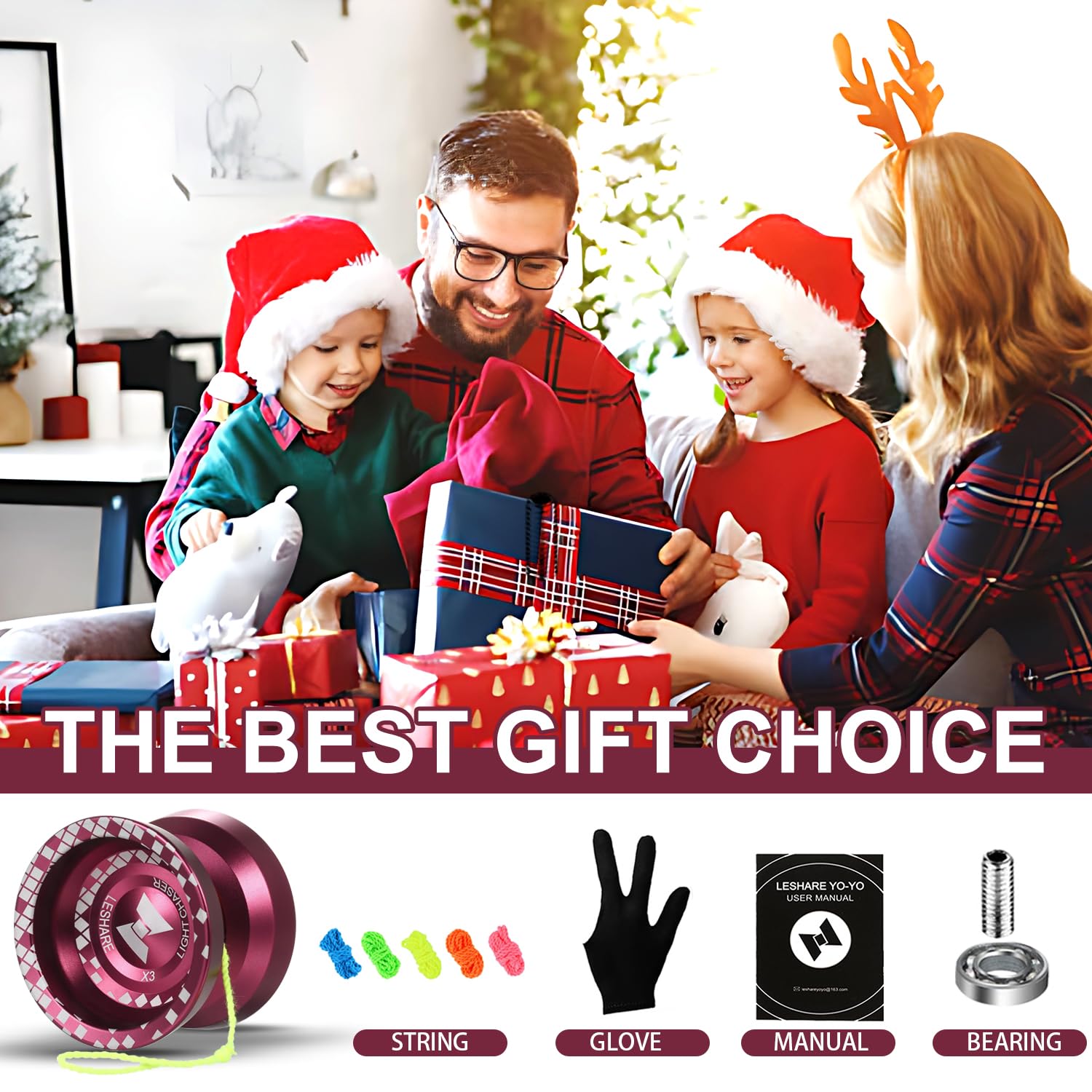 LESHARE Unresponsive Yoyo Professional [Responsive Bearing Included Auto Return] with Ball Bearing Mosaic Extraordinary Yo-Yos Ball Sleeper Yoyos, Red