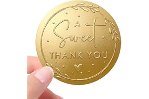100 Pack Embossed “A Sweet Thank You” Stickers, Gold or Silver Foil Round Favor Labels, Raised Metallic Seals for Wedding Fav