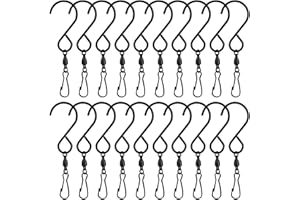 KUUQA 20 Pack Swivel Hooks Clips Wind Spinner S Hook Clips Hanging Wind Chimes Crystal Twisters Party Supplies (Black)