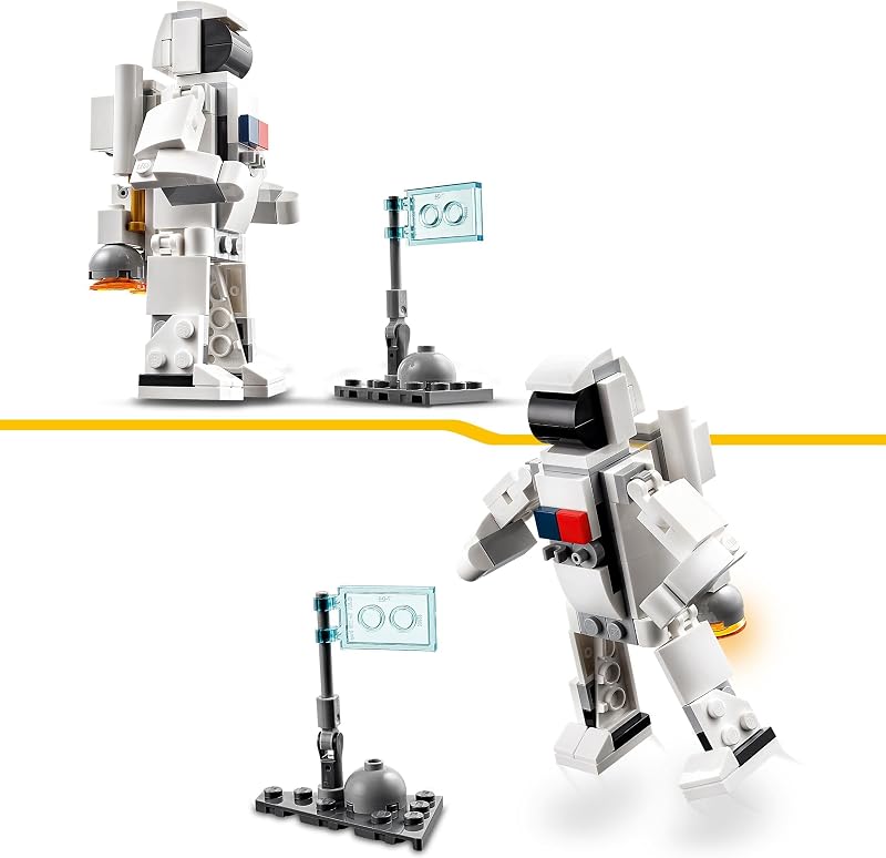 Lego creator 3 em 1 ônibus espacial, figura de astronauta ou navio de brinquedo, conjunto de construção para meninos e meninas de 6 anos ou mais, presente criativo para crianças 31134