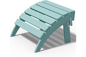PLUUV Folding Adirondack Ottoman Footrest, HDPE Plastic Outdoor Footstool Without Assembly, All Weather Ottoman for Adirondack Chair, Wide Use in Poolside, Patio, Lawn, Garden, Backyard Deck, Fire Pit