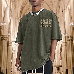 Kelxjia Christian Shirts for Men Faith Over Fear