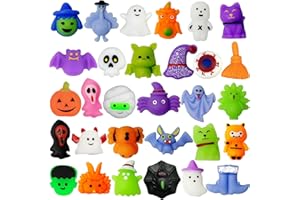 VOVEA Halloween Mochi Squishy Toys 30 PCS, Squishies Halloween Toys Halloween Party Favors for Kids, Halloween Treat Bags Goodie Bag Fillers, Halloween Treats Classroom Prizes Mini Kawaii Stress Relief Toys