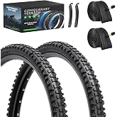 2-Pack Mountain Bike Tires Replacement 20/24/26-inch Bike Tire with Anti-Stab Weave, Folding Mountain Bicycle Tires and Tubes