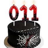 011 Birthday Candle, Red Black Birthday Cake Decoration, Number Candles | Birthday Party Decorations, 11th 10th Birthday Decorations for Boys Girls, Vine and Light Bulb Pattern, Eleven Party Supplies