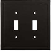 Henne Bery Modern Edge Decorative Wall Plate Switch Plate Outlet Cover, Durable Solid Zinc Alloy (Double Toggle, Matte Black)