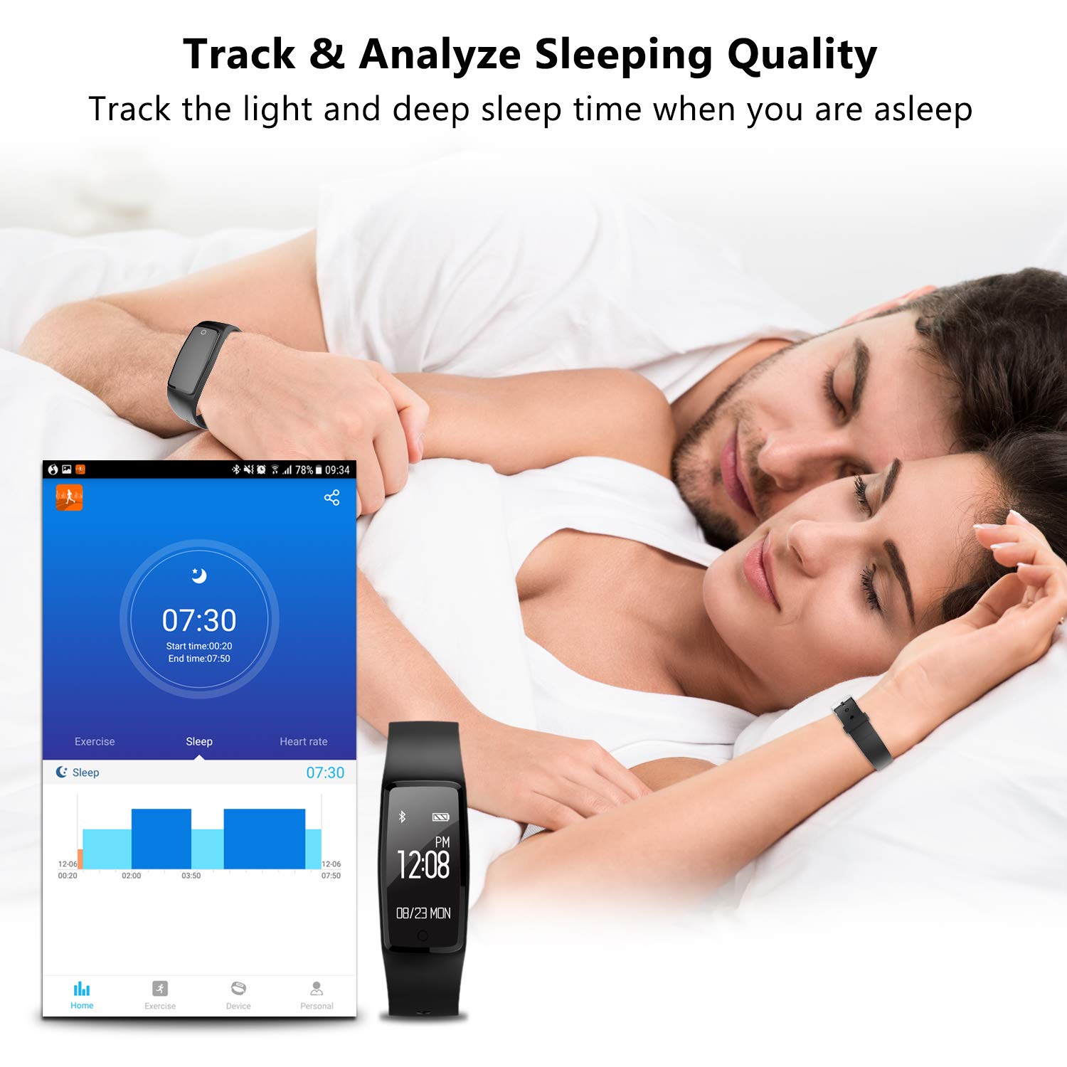 Fitness Tracker Watch, GULAKI Smart Wristbands Waterproof Smart Activity Tracker with Heart Rate Monitor Sleep Monitor Bluetooth GPS Route Tracking Pedometer Step Counter for Workout Exercise for Android and IOS Smart Phones - Black Upgrade