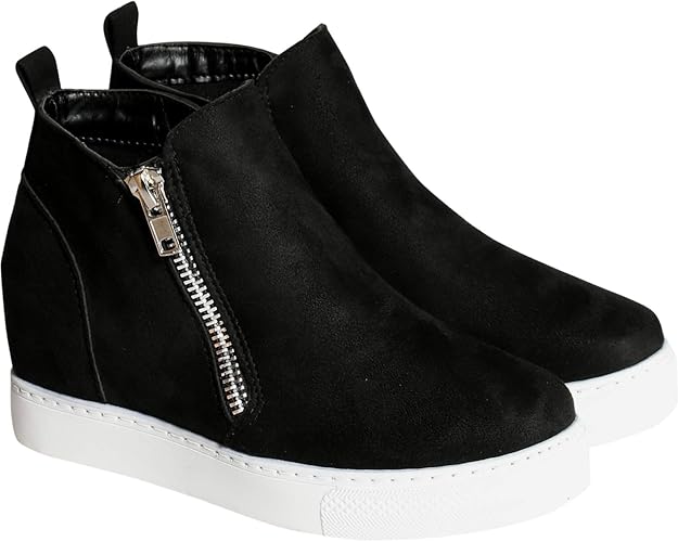 black on black wedge sneakers