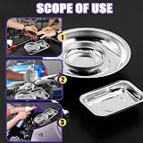 Swpeet 5Pcs Magnetic Tool Tray Holder Kit w/ Pickup Tool Round Square Stainless view 6