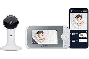 MOTOROLA NURSERY Motorola VM64-4.3" Screen HD 1080p Camera & WiFi Baby Monitor W/App Connectivity, 2-Way Audio & 1000ft Range - Remote Pan-Tilt-Zoom, Room Temp Display, Lullabies, & Night Vision