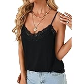 Rooscier Women's Lace V Neck Camisole Adjustable Strap Cami Sleeveless Tank Undershirt Top