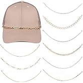 Haiabei 9Pcs Trucket Hat Chains Bill Decoration Trucker Hat Charms Metal Chains for Hat DIY Mesh Baseball Cap Accessories Chain Metal Detachable Chains Assorted Styles for Women Man,Gold,Silver