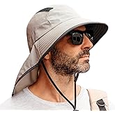TOP-EX M/L/XL/XXL Unisex Mens Sun Hat with Neck Flap Sunglass Lock UPF 50 Wide Brim Fishing Hats Waterproof & Packable