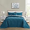 DaisyHuang Bedspread - Full Size Bedding Cover - Modern & Contemporary Coverlet Set, Real Stitching, Reversible, Lightweight, 4 Piece, Blue