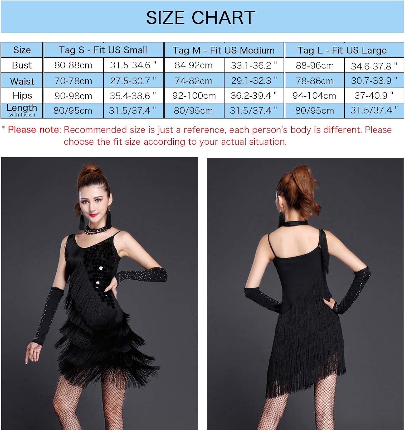 ZX Women's Salsa Latin Dance Dress Sequin Fringe Strap Backless Party Dress Ballroom Dancing 5 Pieces Outfits: Clothing