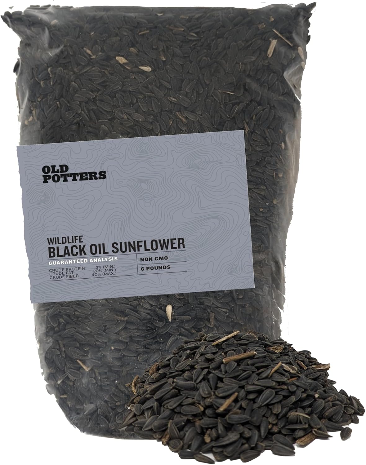 Backyard Birding & Wildlife - Old Potters Wildlife Black Oil Sunflower Seeds, 6 lbs for Birds and Wildlife, USA Grown Non-GMO.