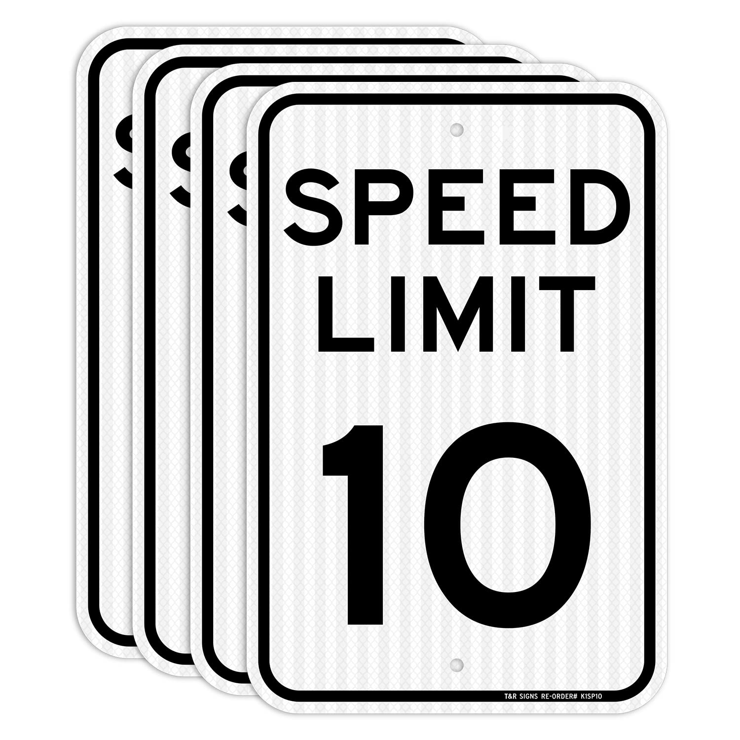 Photo 1 of (4 Pack) Speed Limit 10 MPH Sign, Slow Down Traffic Sign, 18" x 12" Engineer Grade Reflective Sheeting, Rust Free Aluminum, Weather Resistant, Waterproof, Fade Resistant, 2 Pre-drilled Holes