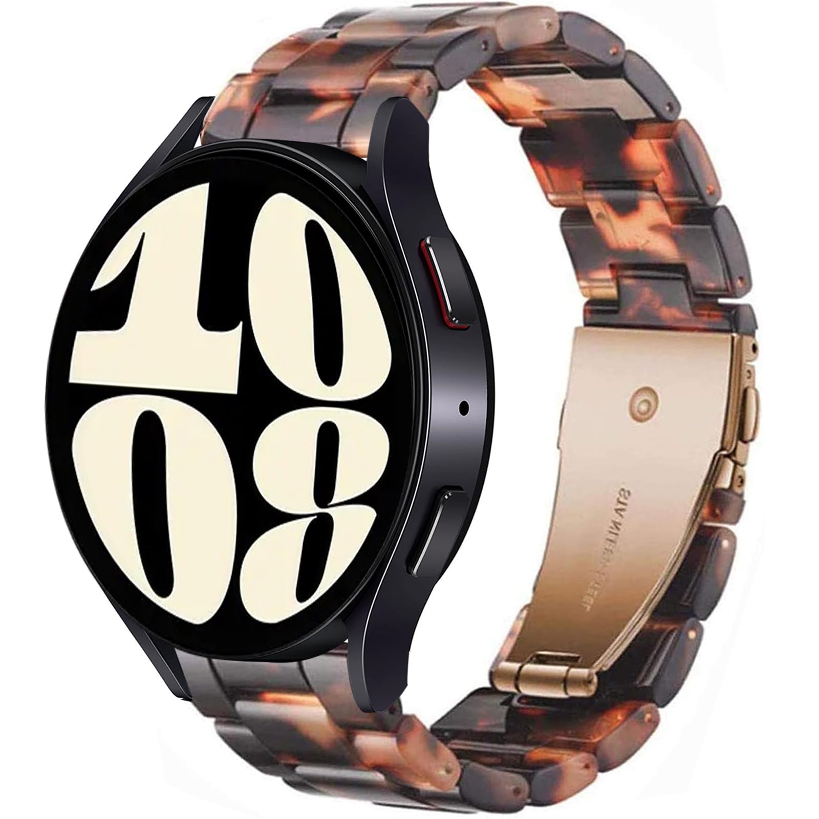 Miimall Resin Strap for Samsung Galaxy Watch 7 FE 6 5 4 40mm 44mm/6 Classic 43mm 47mm/5 Pro 45mm/4 Classic, 20mm Lightweight Band with Stainless Steel Buckle Wristband for Galaxy Watch 7(Torto)
