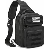 Tactical Sling Bag - Military Single Shoulder Sling Backpack for Men | Molle EDC Crossbody Chest Pack for Outdoor Sports (Black)
