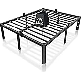 ROIL 14 inch Metal Queen Bed Frame with Rounded Corner and Headboard Hole Mattress Retainers 3500LBS Heavy Duty Steel Slats No Box Spring Needed Platform Noise-Free Easy Assembly