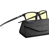 ANYLUV Blue Light Glasses for Men,Rectangle Business Style Glasses, Carbon Fiber Straight Legs Glasses for Eye Protection