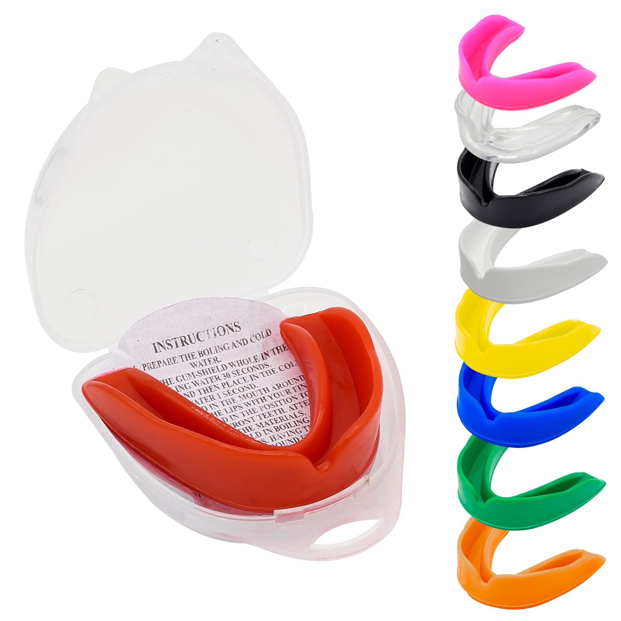 TrySalar Mouthguards for Rugby Boxing Sports Gum Shield Adult Senior Professional Mouth Guard Jaw Protection Case Martial Arts Judo Karate MMA Muay Thai Hockey Football Lacrosse Men Women (Red) — image 1