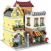 General Jim's Music Store &amp; Coffee Caf&eacute; Street View Modular City Building Block Set, 3,103 Pieces with Light Kit, European Style Architecture Display Model | GJ LMS