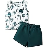 NZRVAWS Toddler Baby Boy Summer Clothes 2Pcs Shorts Set Sleeveless Tank Tops Hawaiian T-Shirt Cute Boys Clothing Set