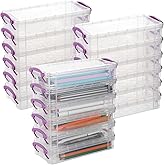 BTSKY 18 Pack Large Capacity Pencil Box, Plastic Pencil Case Crayon Box Bulk, Clear Marker Organizer Stackable Brush Painting Pencils Storage Box for Watercolor Pen Container Drawing Tools(Purple)