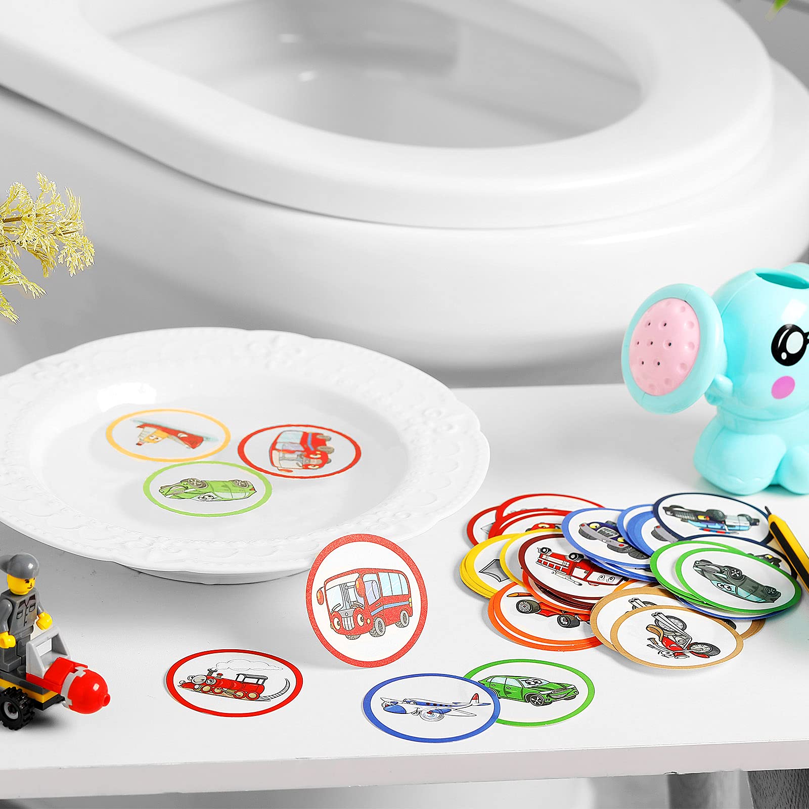 Chinco 120 Pcs Boys Potty Training Targets Boys Potty Targets Aids Flushable Pee Training Chart for Toddlers Use(Cars Styles)