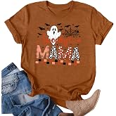 Ithalt Halloween Momster T-Shirt Women Funny Mama Print Tee Fall Gift | Soft rayon blend tee for Halloween. Funny momster mama print. Great for parties, fall weekends & gifting. Fun gift for moms.
