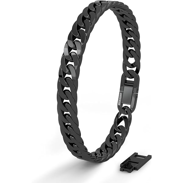 HZMAN Stainless Steel Black Elastic Cuff Bracelet For Men - Adjustable Grid Woven Bangle Jewelry Gift - View #8