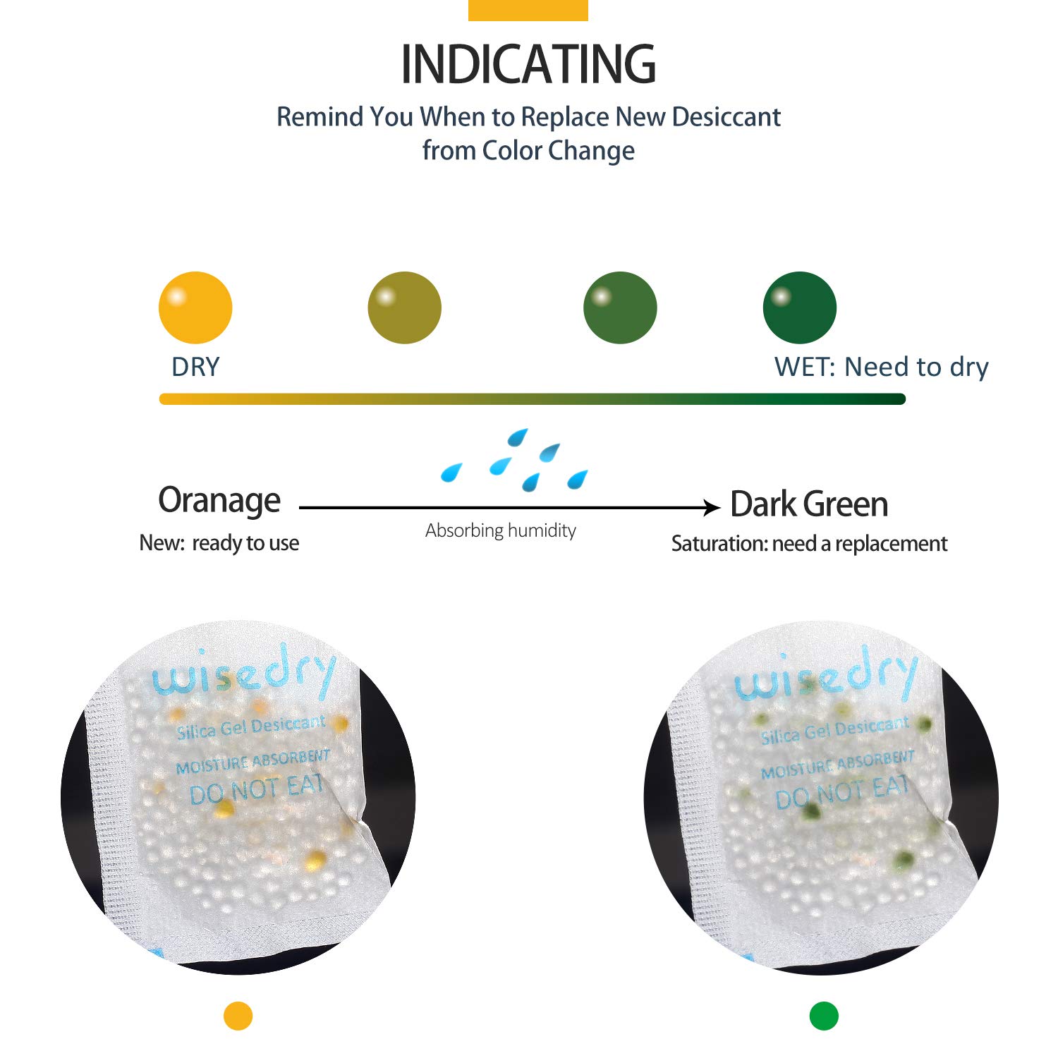 wisedry Silica Gel Sachets Bags 10 Gram x 30 Packs with Orange Beads Humidity Indicator Desiccant Packs Moisture Absorber for Air Dryer Moisture Removal Food Grade - Image 4