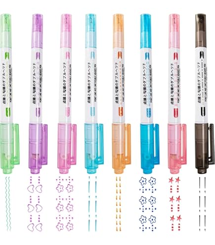 Lot De 14 Surligneurs Incurvés Double Pointe - 13 Motifs (cœurs, Fleurs, Etc.) - Pour Créativité, Bullet Journal