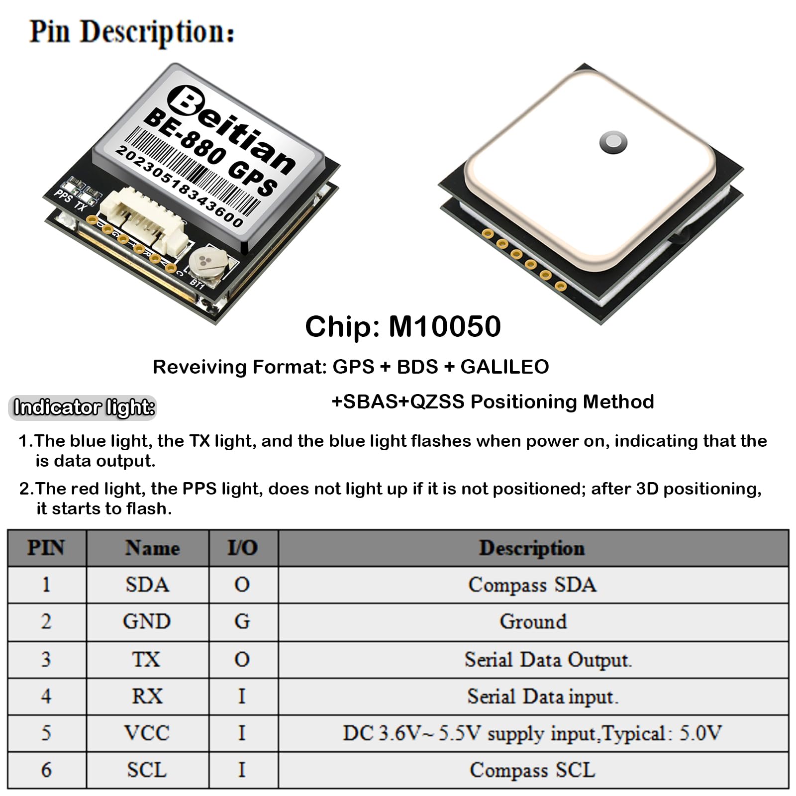 Mua BE-880 GPS Receiver Module with Flash HMC5883L Compass 10th Chip ...