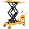 XILIN Manual Double Scissor Hydraulic Mobile Lift Table/Multi-Function Platform Cart 59" Lifting Height 1760lbs Capacity Suitable for Factory, Warehouse, Assembly Line