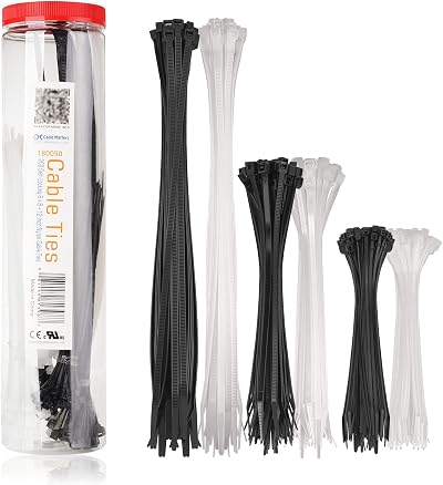 Cable Matters Combo Pack Assorted 200 Self-Locking Nylon Cable Ties 15 20 30 cm